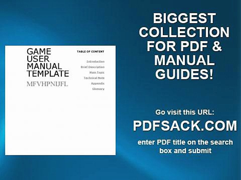 Game User Manual Template