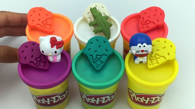 Cups Stacking Toys Play Doh Peppa Pig Ice Cream Doraemon Hello Kitty Animals Learn Colors for Kids