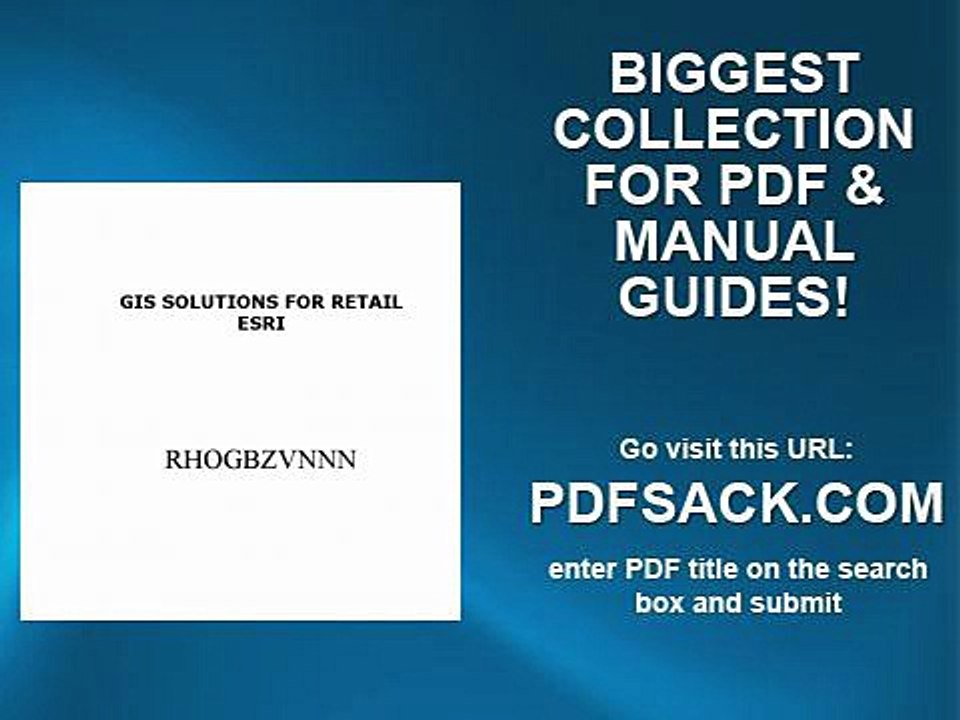 Gis Solutions For Retail Esri