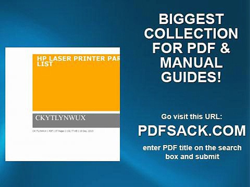 Hp Laser Printer Parts List