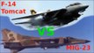 F 14 Destroying 2 Mig 23, Real Footage With Audio.