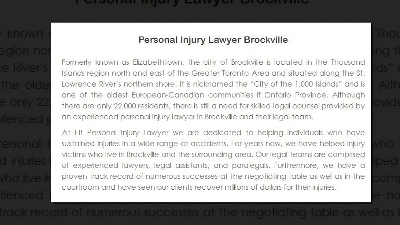 Personal Injury Lawyer Brockville - EB Personal Injury Lawyer (800) 314-8169