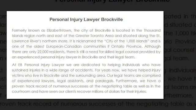 Injury Lawyer Brockville - EB Personal Injury Lawyer (800) 314-8169