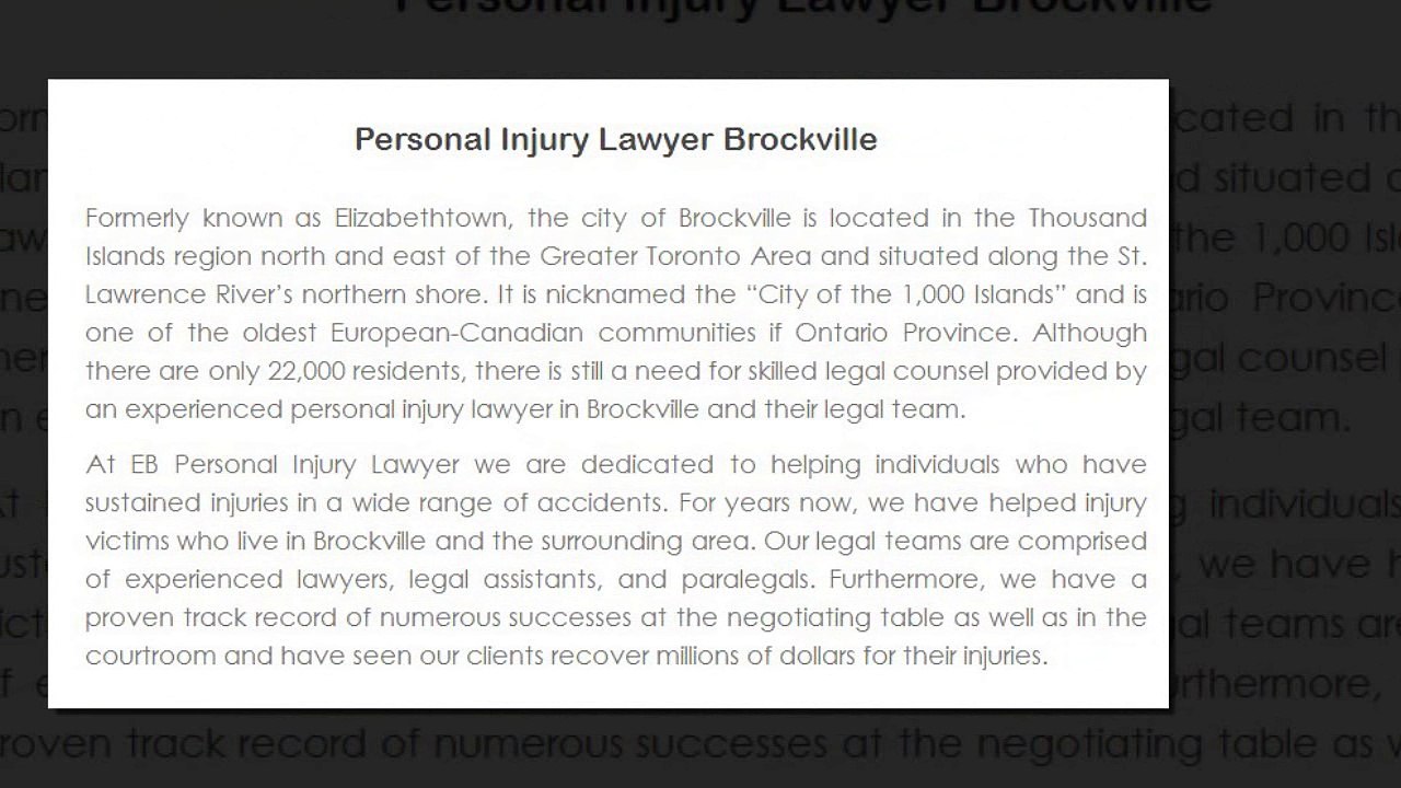 Injury Lawyer Brockville - EB Personal Injury Lawyer (800) 314-8169