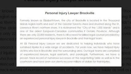 Personal Injury Lawyer Brockville ON - EB Personal Injury Lawyer (800) 314-8169