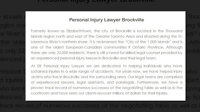 Personal Injury Lawyer Brockville ON - EB Personal Injury Lawyer (800) 314-8169