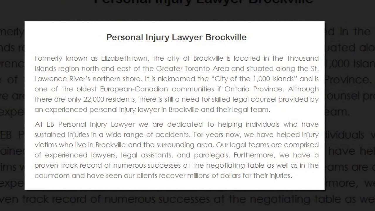 Injury Lawyer Brockville ON - EB Personal Injury Lawyer (800) 314-8169