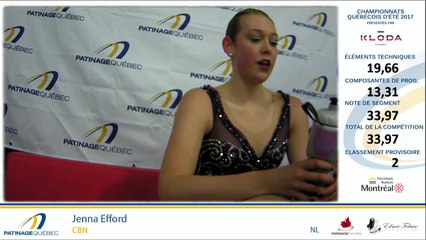 Championnats québécois d'été 2017 / Novice Dames Gr.2 Prog. Court