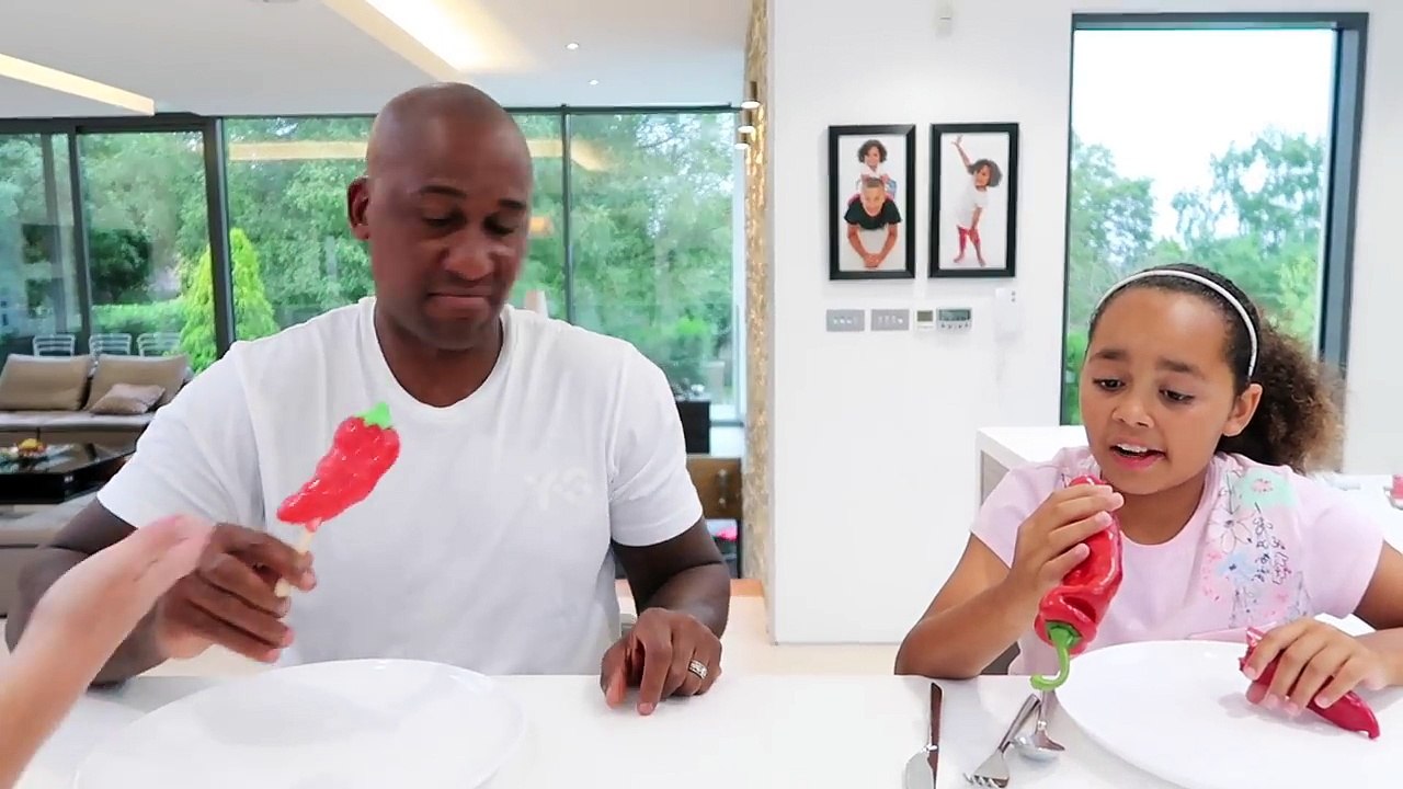 Real Food VS Gummy Food! Gross Giant Candy Challenge Best Chef Mommy VS Jordon Edition