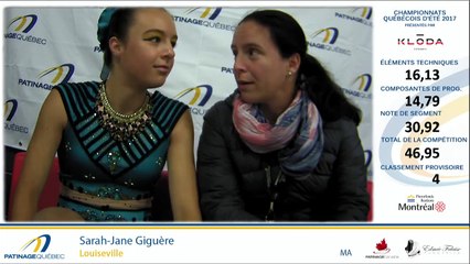 Championnats québécois d'été 2017 / Pré-Novice Dames Gr.1 Prog. Libre