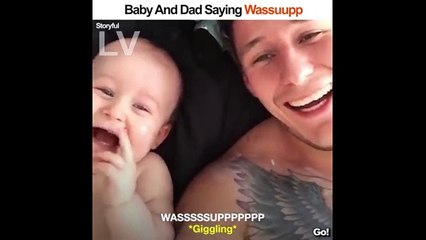 Funny Baby n Dad  Sing Together .. Baby Hilarios Laughing