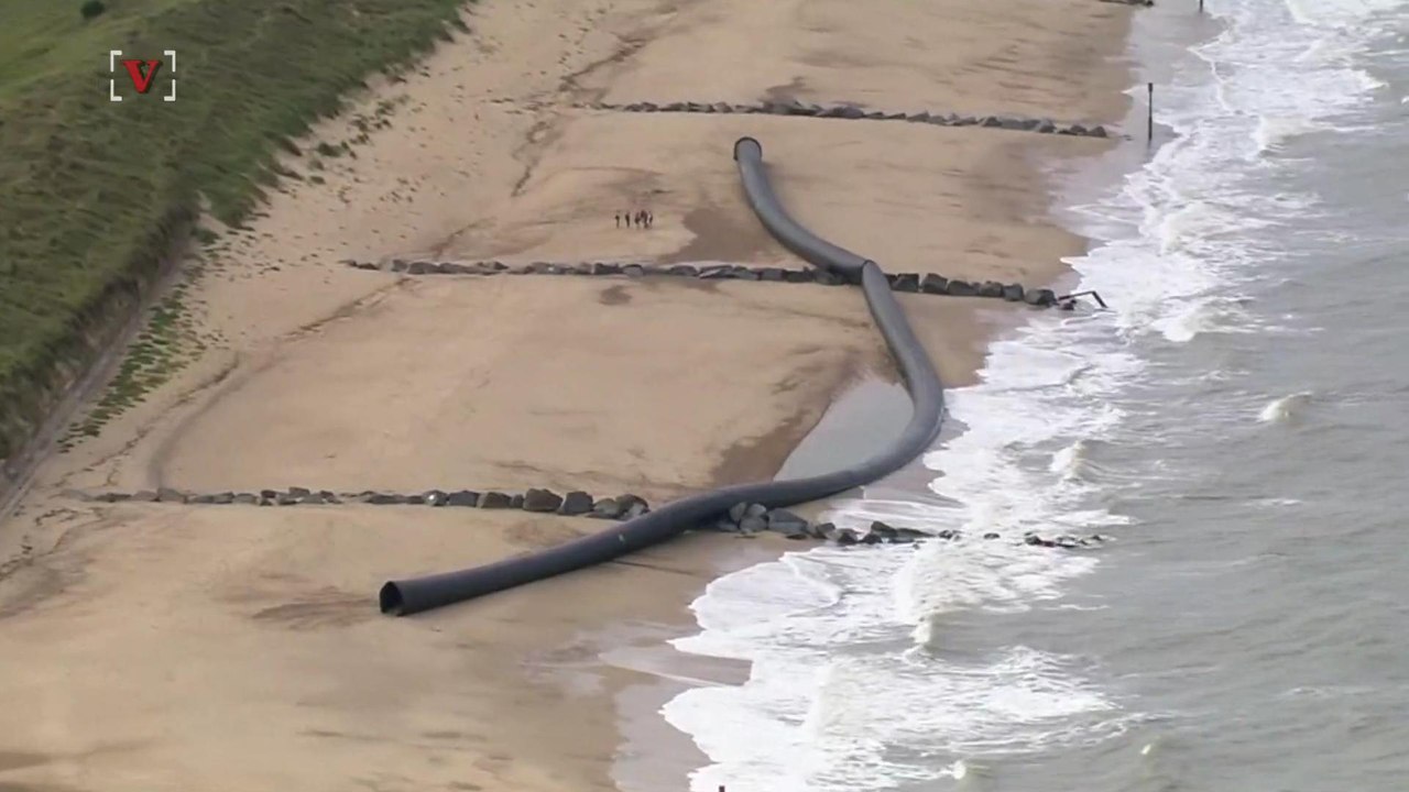 Beachgoers Shocked After Gigantic Norwegian Pipes Wash Up on UK Shores
