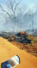 Intenso fuego en pastizal de la zona de Maracaná 1er Encuadre