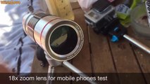 Mobile Phone 18X Telescope Zoom Lens Test