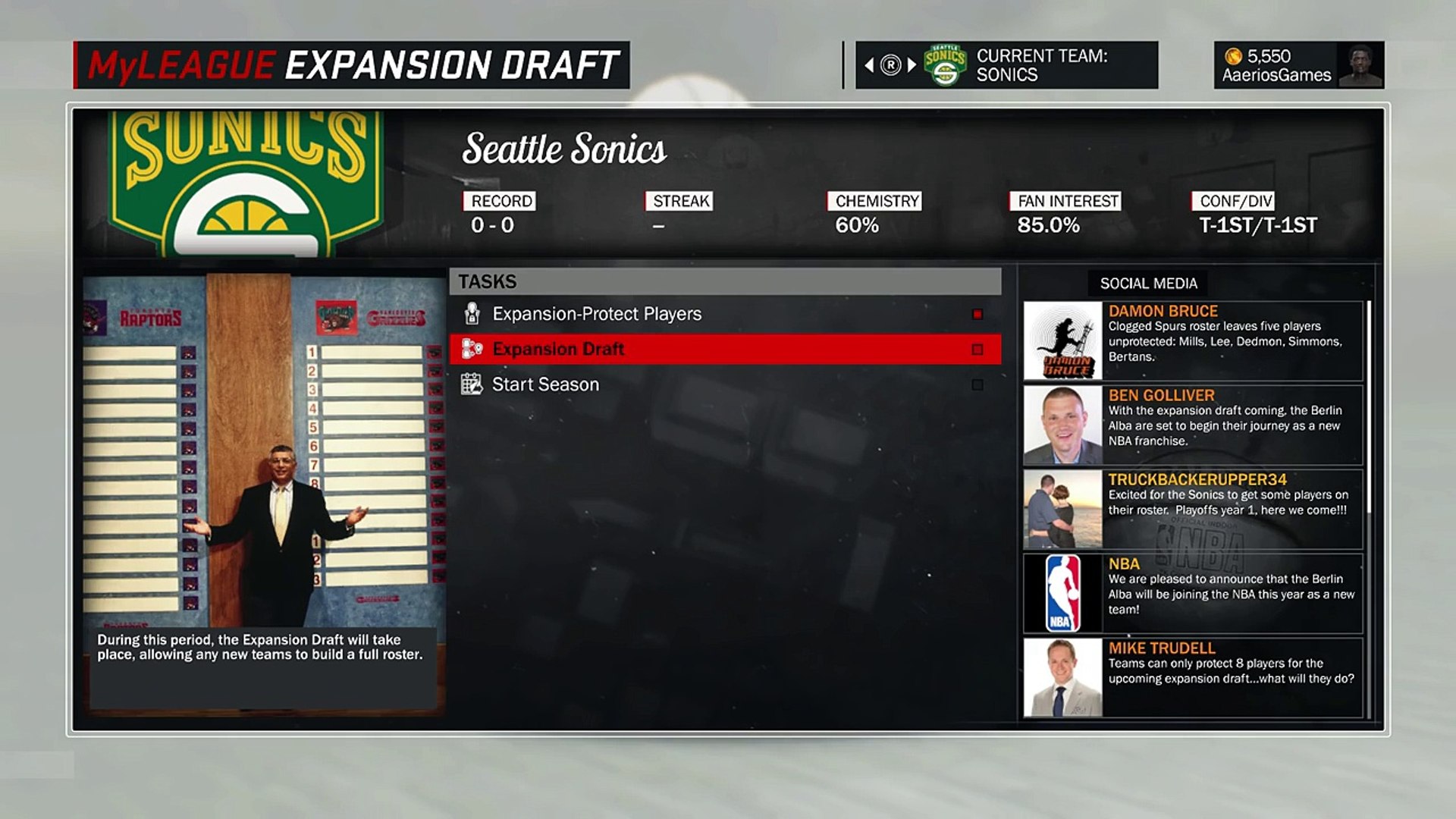 Seattle Sonics Expansion Draft Nba 2k17 Sonics Myleague Ep 1 Nba 2k17 Gameplay Video Dailymotion