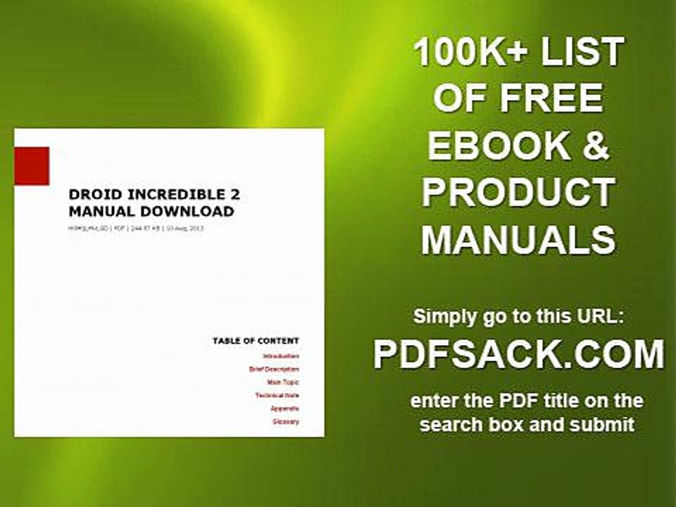 Droid Incredible 2 Manual Download