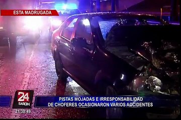 Intensas lluvian ocasionan accidentes de tránsito en calles limeñas