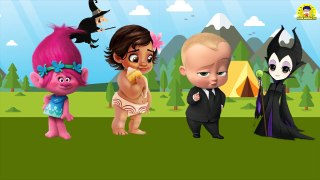 Wrong Face Poppy Troll Maleficent Boss Baby Moana Baby Finger Family Song Learn Colors For Kids