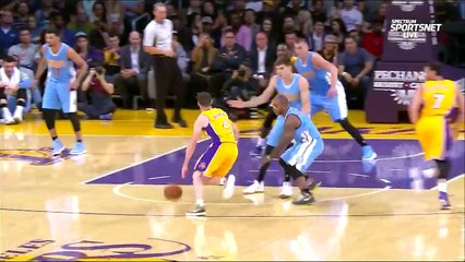 October 7, 2016 Nuggets vs. Lakers Marcelo Huertas Alleyoop To Larry Nance Jr.