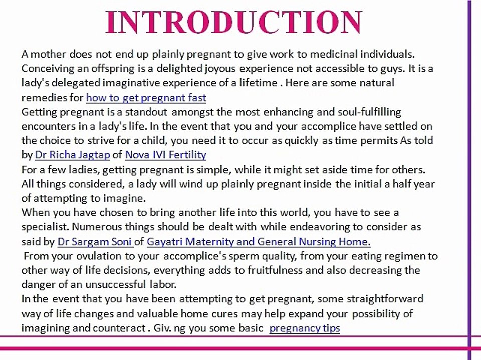 Basic Home Remedies for getting pregnant fast