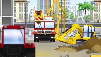 Kids Cartoons - Tractor and Truck - Construction Vehicles Children Video