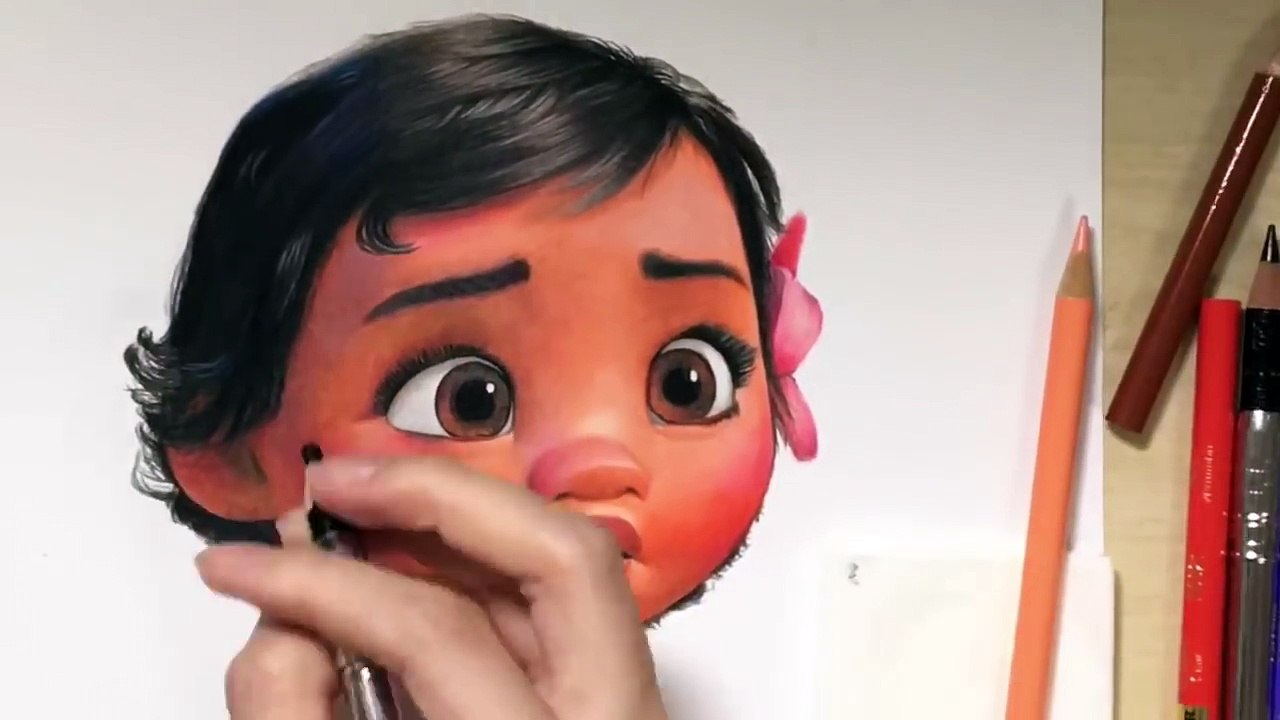 Drawing Baby Moana 色鉛筆画『モアナと伝説の海』| Momoko F