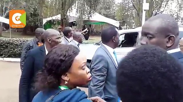 NASA flag bearer Raila Odinga arrives at Bomas of Kenya