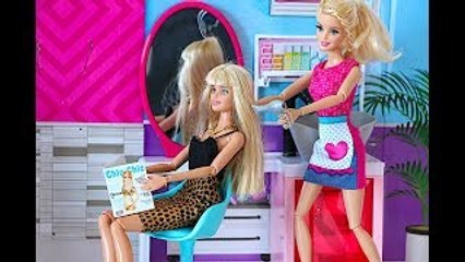 Barbie Doll Hair Style Salon - Playing baby doll DYI Hair Cut Toys