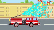 Le Camion de pompier en action Dessin animé Jeu d'assemblage: Voitures de construction Pour Enfants