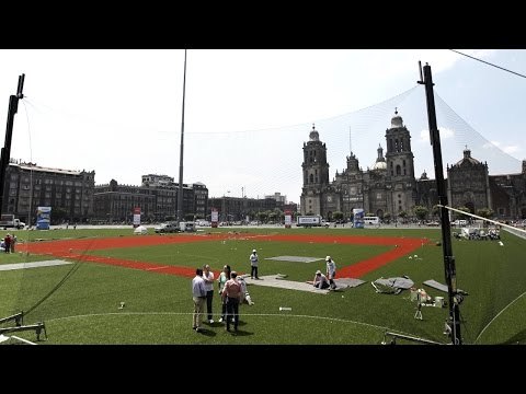 Listo campo de béisbol en el Zócalo capitalino para el Home Run Derby