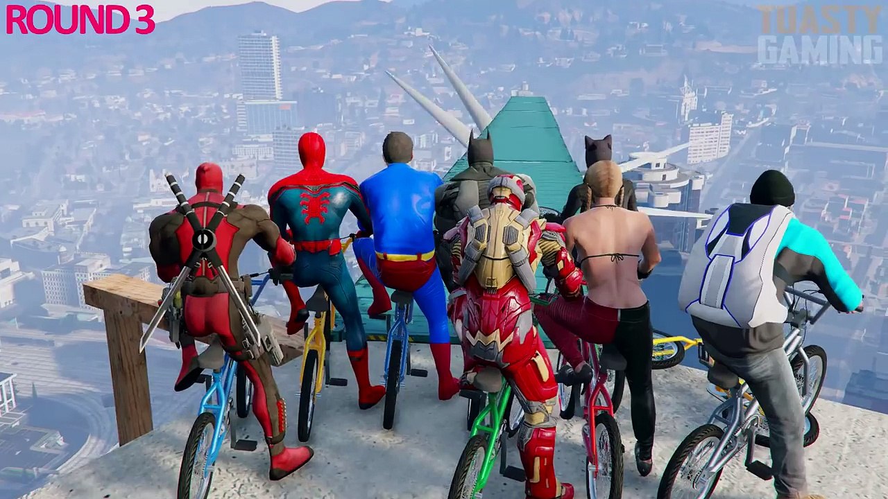 EXTREME BMX RACE (Funny Superhero Contest Video w/ Batman Harley Quinn Spiderman Joker)