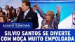 Silvio Santos se diverte com moça MUITO empolgada