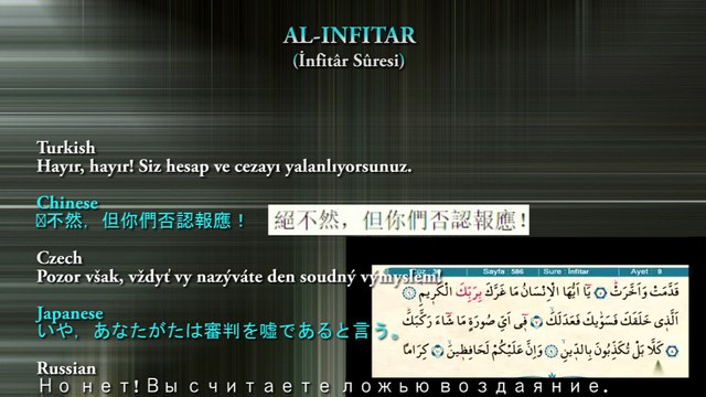 Сура аль-инфитар чтение японский, русский, китайский, чешский, турецкий смысл