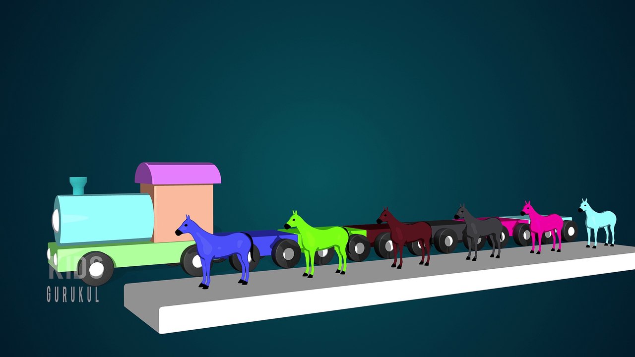 Horses On Train | Colors for Children to Learn with Colorful Horses On Toy Trains
