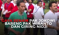 Ini Gaya Senam Jokowi Bareng Wiranto dan Giring Nidji