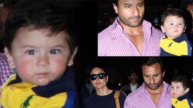 Taimur Cute New Photos With Kareena Kapoor And Saif Ali Khan At Mumbai Airport
