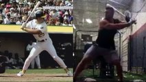 Tim TEBOW Batting SlowMo & Mark McGwire split screen