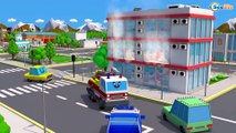 The Red Fire Truck with The Police Car - Cars & Trucks Cartoons | Emergency Cars Cartoon for kids