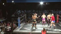 Danshoku Dino, Keisuke Ishii & MAO vs. T2Hide (Kazuki Hirata, Sanshiro Takagi & Toru Owashi) - DDT Beer Garden Fight (2017) ~ DDT Day ~