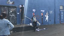 Performance de street art sur les murs des chantiers de Saint-Nazaire par le collectif VLP