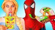 EDIBLE SCHOOL SUPPLIES! w_ Frozen Elsa Spiderman Gummy Food Shopping Challenge P
