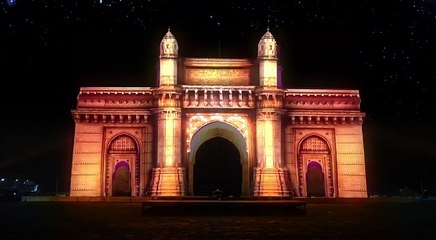 Preview of laser show at Gateway of India
