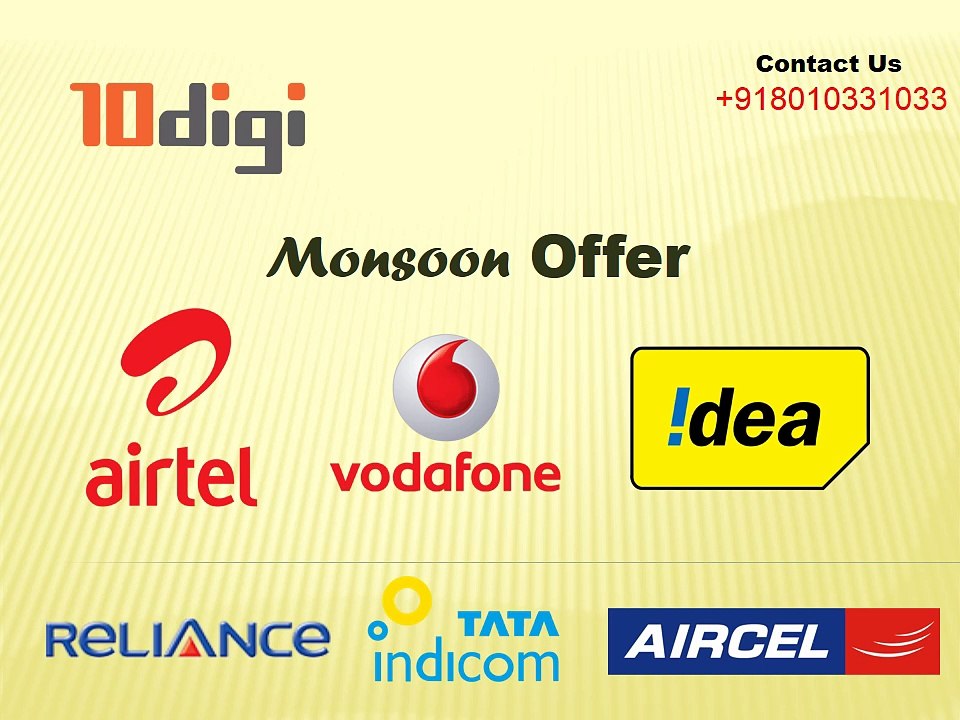 Monsoon Offer for Airtel Vodafone Idea 10digi