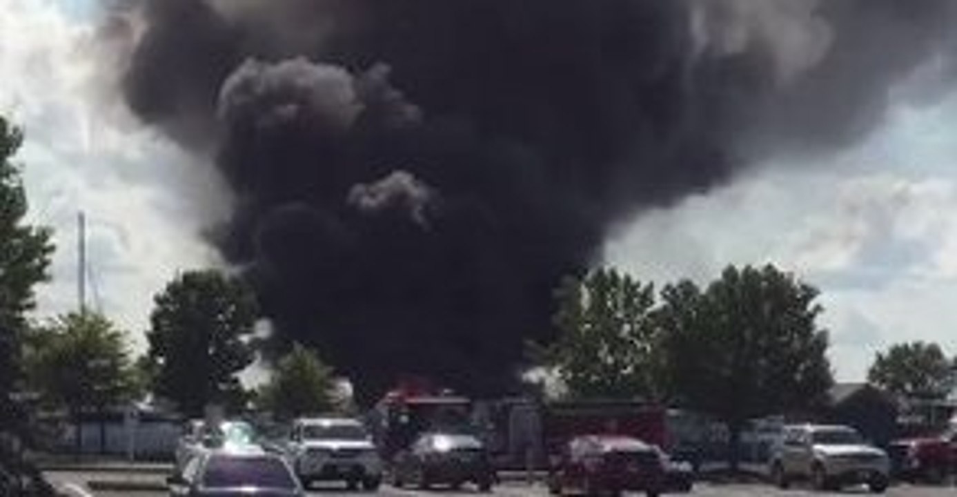 Black Smoke and Flames Rise From Boat Fire at Cedar Point