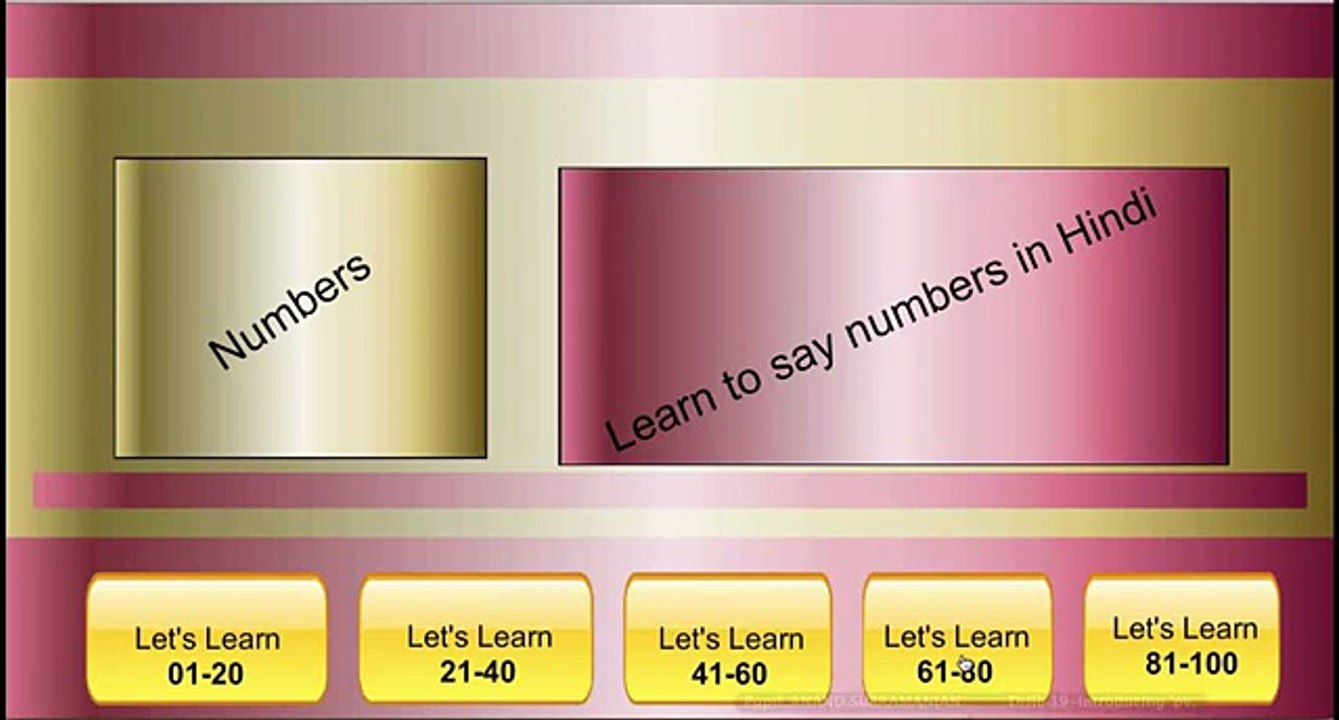 Learn To Say Numbers --In Hindi- 61-100