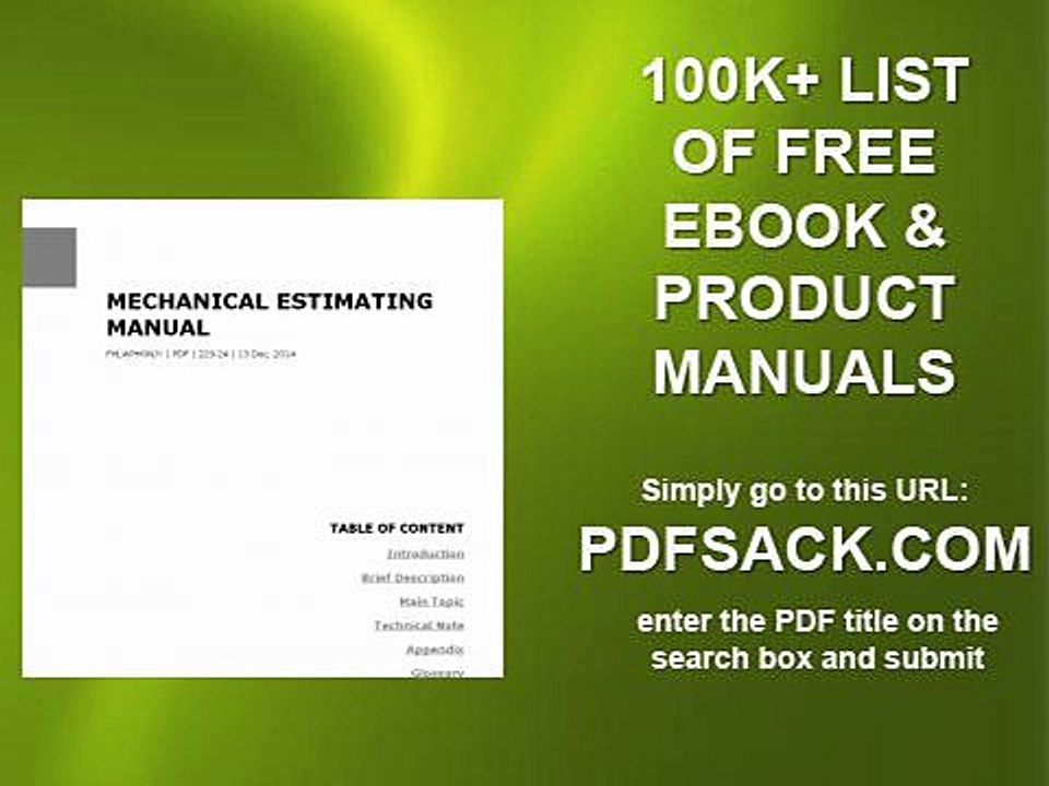 Mechanical Estimating Manual