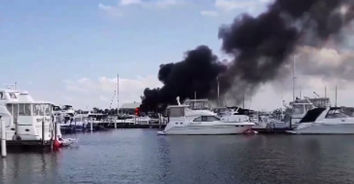 Black Smoke Billows as Boats Catch Fire at Cedar Point Marina
