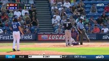 NY Mets Player Catches Flying Bat