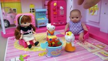 Hello Kitty surprise eggs house and car with baby doll and bear toys play