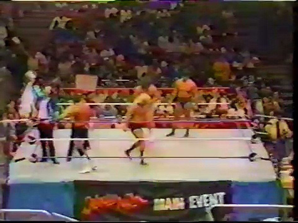 GREG VALENTINE & BRUTUS BEEFCAKE VS LANNY POFFO IN WHITE & TONY GAREA